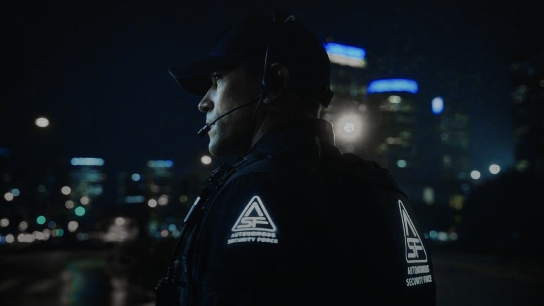 Licensed Knightscope security agent in company-supplied night photography.