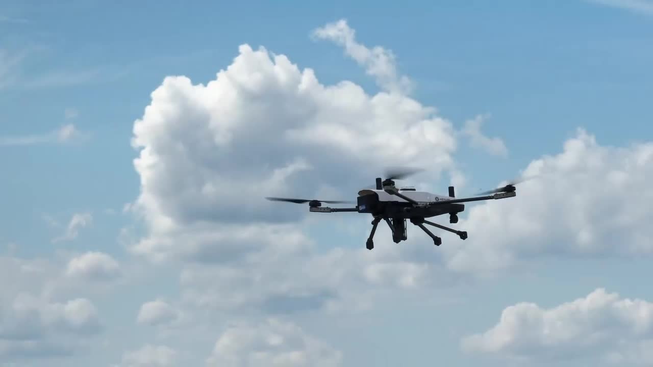 Asylon security drone flying above a site