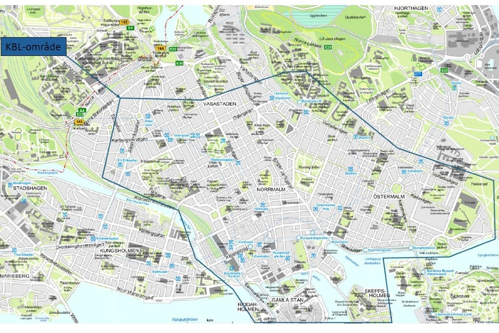 Swedish Police source map of part of the area covered by the central-Stockholm drone notice. Consult the original notice for both maps and exact scope.