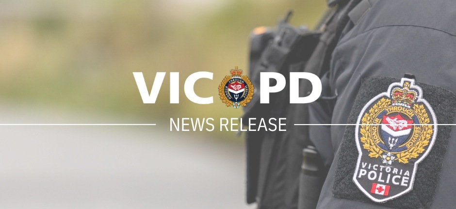 VicPD source news-release image. Department identity and uniform context; not a photograph of the specific coastline search mentioned in the release.